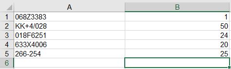Schnellbestellung Excel
